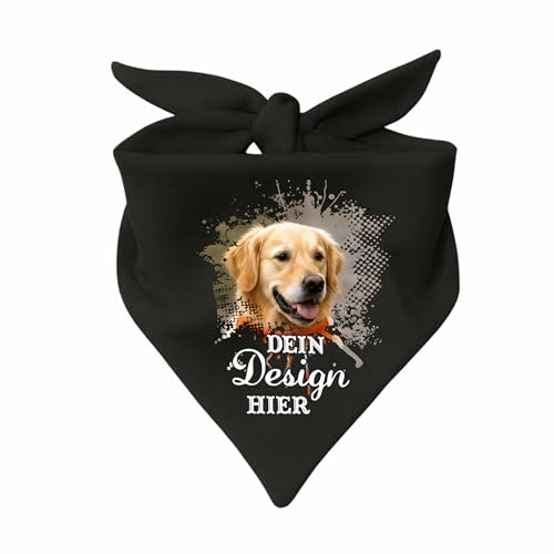 Hunde Dreiecks Halstuch personalisiert mit deinem Wunschmotiv (Fb: schwarz) (Gr. 2 (68 cm))
