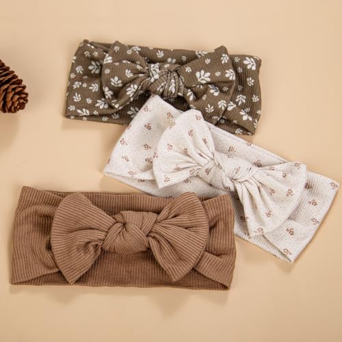 Image of SNOWIE SOFT 3 Pack Baby Girl Headbands Soft Elastic Bows