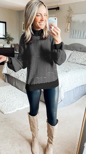 Image of ZESICA Women's 2026 Fall Striped Pullover Sweaters Tops Fashion Outfits