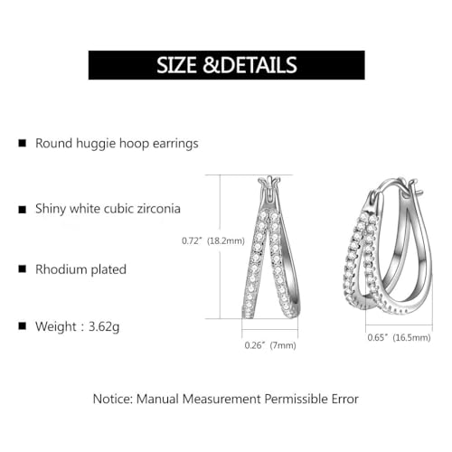 E Hypoallergenic 14K Gold Plated Hoop Earrings for Women, Double Hoops Earrings Plated Diamond with Cubic Zirconia Pave Cluster Lightweight Hoops Earrings for Lover Anniversary Birthday4