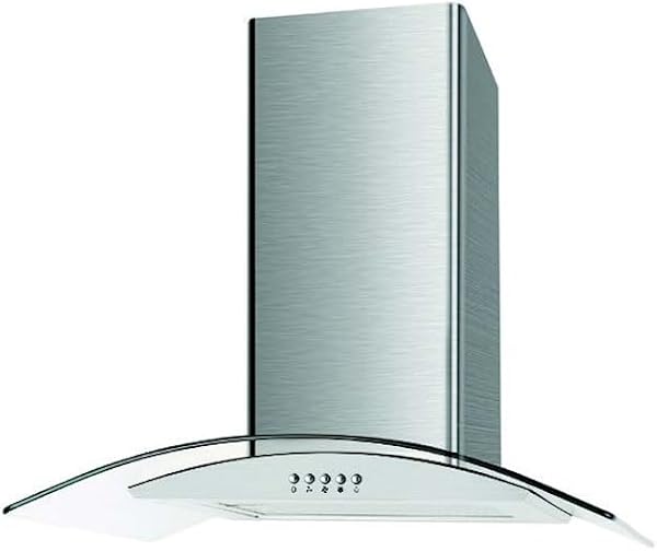 Cookology Essentials AEHCG60SS Extractor Hood 60cm - Curved Glass Chimney Cooker Hood - 3 Speeds - 308 m3/hr Air Flow - LED Light - Energy Rating B - Aluminium Grease Filter - Stainless Steel - 1