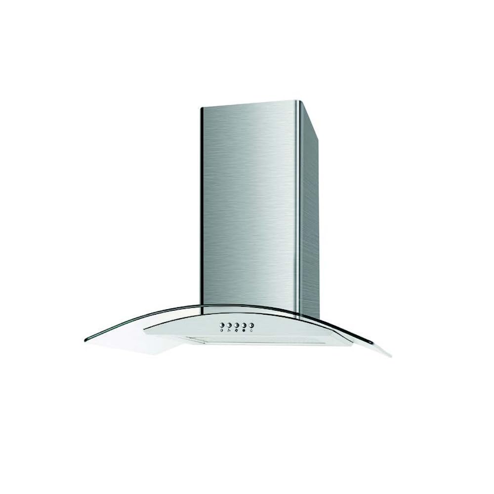 Cookology Essentials AEHCG60SS Extractor Hood 60cm - Curved Glass Chimney Cooker Hood - 3 Speeds - 308 m3/hr Air Flow - LED Light - Energy Rating B - Aluminium Grease Filter - Stainless Steel - 2