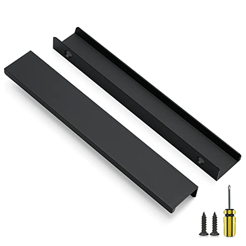 Image of Ravinte 3 Pack Finger Pulls for Cabinets 200mm /7.87 inch Length Black Pulls