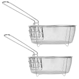 SHINEOFI Cesta para Freidora de Acero Inoxidable Plegable 2 Piezas