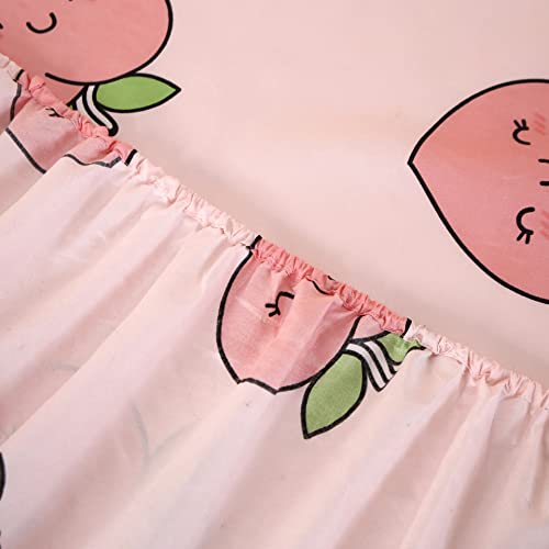 Sdy 4Pcs Peaches Bedding Sheets, Kawaii Pink Peach Print Sheet Set With 1 Cute Deep Pocket Fitted Sheet & 1 Top Flat Sheet & 2 Pillowcases For Kids Girls Boys (Peach,Queen) #TOP3