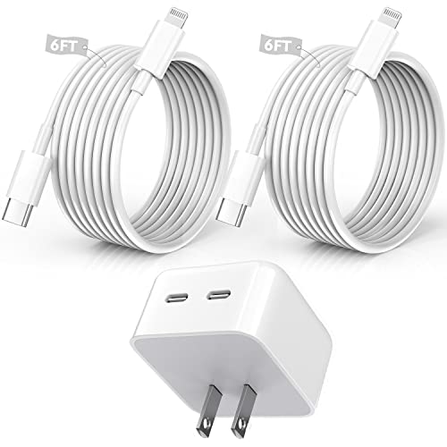 Dual Iphone Charger Fast Charging,40W Dual Usb C Wall Charger[Apple Mfi Certified]Double Port Quick Apple Charger Foldable Plug 2Pack 6Ft Lightning Cable For Iphone 14/14 Pro Max/14 Plus/13/12/11/X/Se #TOP15