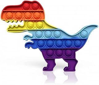 SafeHaven Dinosaur Pop it Fidget Toy | Rainbow Pop it Dinosaur | Sensory Toys for Autism | Push Pop Dinosaur Fidget Toy | Dinosaur Poppet Fidget Toy - Fun for the whole family! (Dinosaur)