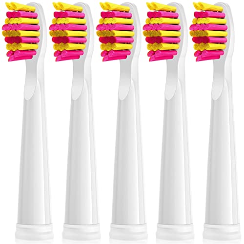 Cabezales de recambio para cepillo de dientes eléctrico Fairywill D7/D8/FW507/FW508/FW551/FW2011/FW917/FW959/FW515/Seago SG E9, con cerdas suaves (rosas, 5 unidades)