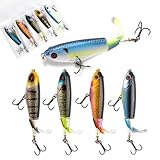 SUDAJI 5 Pcs Fishing Lures Set Fishing Artificial Bait,4.0 Inch Hard Fishing Topwater Lures with 2 Strong Treble Carbon Steel Hooks,Floating Rotating Tail Harb Hishing Lures(L)