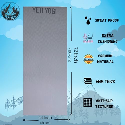 Image of Eva Yoga Mat for Exercise, Anti-Slip Workout Mat for Unisex, Durable & Comfortable Yoga Mats for Home, Gym, and Pilates (Grey, 6mm)