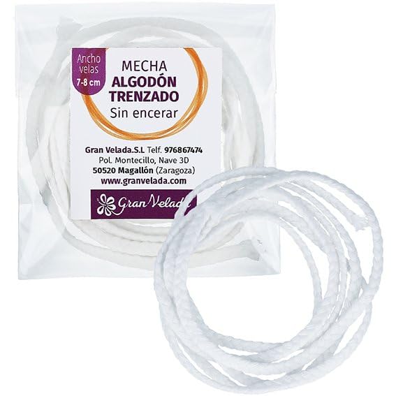 Stoppino Candele Cotone Non Cerato 7| Ideale per Candele Biologiche, Massaggi e Naturali | Made in Spagna da Gran Serada I 1000 gr