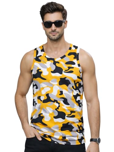 Image of Veirdo Men's Sleeveless Regular Fit Tshirt, All Over Printed Vest for Men, Cotton Sando for Beach Wear, Gym, Cycling, Running, & Other Sports (Available in Different Pattern)
