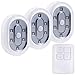 Set of 3 LED Battery-Operated LED Under Cabinet Lighting Kit,1.5W Daylight LED Tap Lights, Wireless Remote Control LED Puck Lights w/Magnetic for Closets/Cabinet/Storage/Attics Lighting