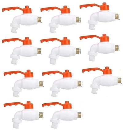 Alturas Plastic Heavy Duty White Turkey Nozzle Bib Cock Tap- Set of 11