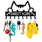 Fermus Gancho para llaves de pared con forma de gato, 11 x 6.3 pulgadas