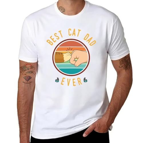 MOTdaNAQ Best Cat Dad Ever - Fathers Day Ginger Cat Dad T-Shirt Top Tops Oversized t-Shirt Clothes Men Clothings White M