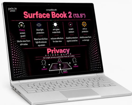 Image of Pxin 360 Pro Privacy Screen guard compatible with Surface Book 2 (13.5 inch) | Anti Glare | Anti UV | Anti Blue | Anti Reflection | Privacy Filter | Unbreakable Build