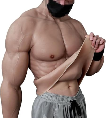 YZFQMXQK Silicone Muscle Suit Realistic Fake Muscle Costume Male Chest with Arms for Cosplay Halloween Props,Color2,L