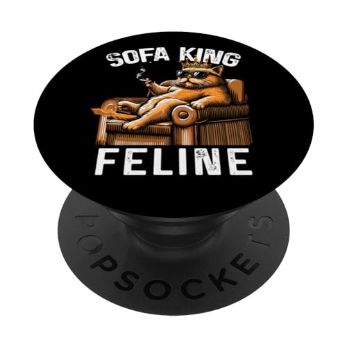 Sofa-King Feline, s Funny Adult Word Play PopSockets Swappable PopGrip, Black