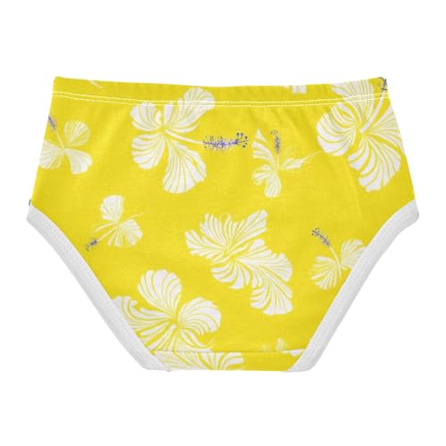 Bright Toddler Underwear Floral 2t Cotton Panties for Girl White Hibiscus Flowers Yellow Underpants Briefs2