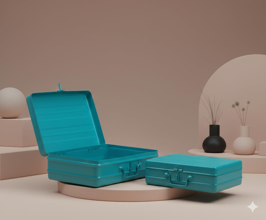 Aluminum Storage Box/Treasure Chest/Currency Money Box - 12" Medium Size (30 cm x 21 cm x 10 cm, Green)