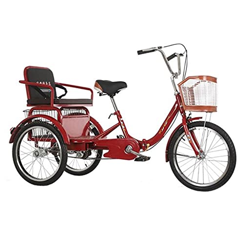三輪自転車 大人用三輪車 20インチ クルーズ自転車 大型バスケット付き レクリエーション ショッピング エクササイズ メンズ レディース 自転車 サイクリング ペダリング