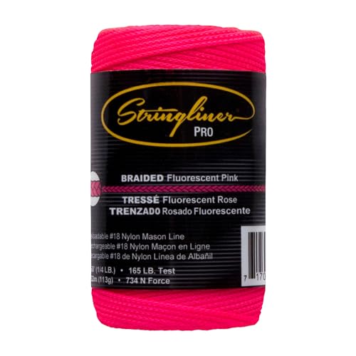 35162 Mason’s Line Replacement Rolls – 1/4 Lb. #18 Construction Replacement Roll Braided FL Pink 250'. (12 Pack)