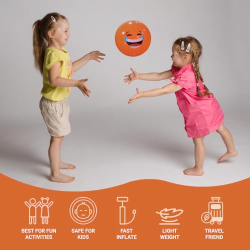 Image of GENIE'S Toy Bus 9-Inch Funny Faces Play Ball | Interactive | for Pool, Beach & Garden | Perfect for Outdoor & Indoor Play | PVC Ball for Kids & Adults I Pack of 2 (Multicolor)