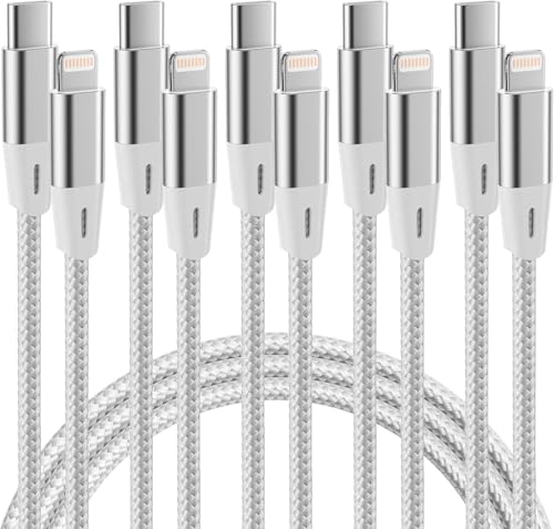 USB C to Lightning Cable 5 Pack 6 FT MFi Certified iPhone Fast Charging Type C to Lightning Cable Nylon Braided iPhone Cord for iPhone 14 13 12 11 Pro Max Xr Xs 8 7 6 Plus and More