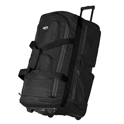 Olympia 8 Pocket Rolling Duffel Bag (33 inch, Black/Gray)