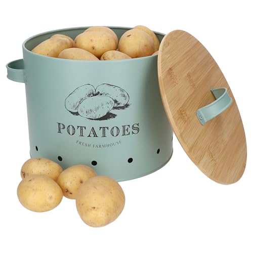 MamboCat Kartoffeltopf Fresh I belüftete Metall-Vorratsdose mit Bambusdeckel für Kartoffeln I Aufbewahrungbox mit Aufdruck für die Küche MamboCat Kartoffeltopf Fresh I belüftete Metall-Vorratsdose mit Bambusdeckel für Kartoffeln I Aufbewahrungbox mit Aufdruck für die Küche