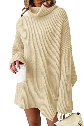 LILLUSORY Womens Turtleneck Oversized Long Sweater Dress 2025 Plus