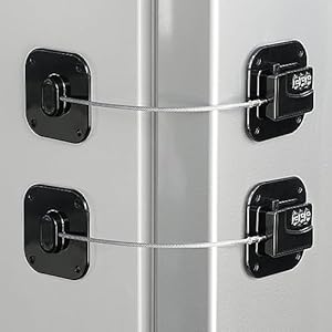 Refrigerator Lock, Heavy Duty Fridge Lock, Combination Lock for Refrigerator Cabinets, Drawers, Safety, Easy Install No Keys Needed (Black-2Pack)