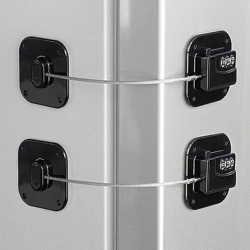 Refrigerator Lock, Heavy Duty Fridge Lock, Combination Lock for Refrigerator Cabinets, Drawers, Safety Lock, Easy Install No Keys Needed (Black-2Pack) by Coipdfty - Used condition - CA$22.01