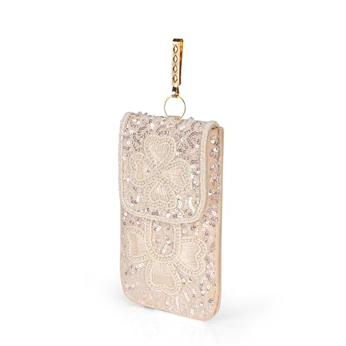 Image of J I ACCESSORIES Velvet Saree Clutch Mobile Pouch Waist Clip Ladies Purse Gift For Women