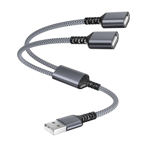 Itramax USB Splitter 1 in 2 Out 1FT,USB-A Splitter Cable 1 Male to 2 Female Split,Dual/Double USBA Port Hub Split for PC,Laptop,Keyboard,Mouse,Printer,Flash Drive,LED,Support Data and Charging