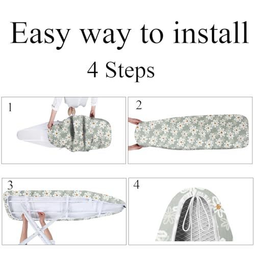 LEEWEITAS Ironing Board Covers 110x30cm, Ironing board cover top 100% cotton heat resistant, Easy to install adjustable size (Sunflower, 110x30cm) - Image 5