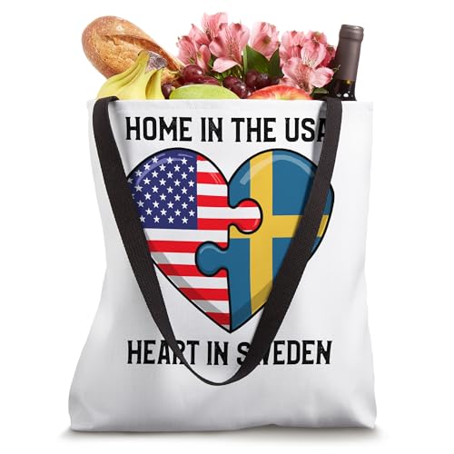 Bolso Tote con Bandera Corazón USA y Suecia miniatura 4