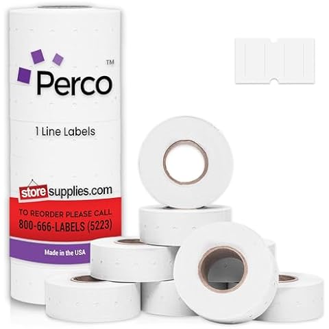 Perco 1 Line White Labels - 8,000 Blank Labels Cover