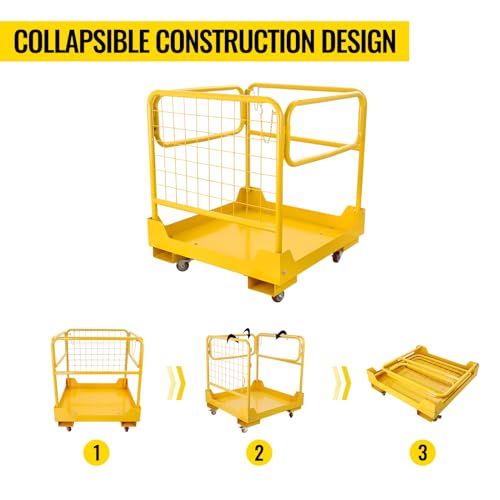 image for RAILEN Forklift Safety Cage 36x36 Inch, Forklift Man Basket 1200LBS Ca
