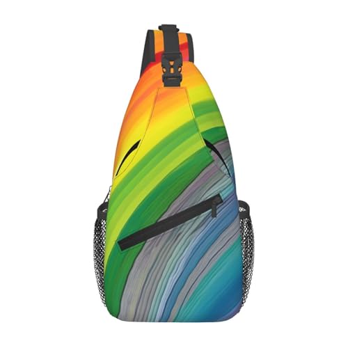 Mochila cruzada con estampado de rayas color arcoíris