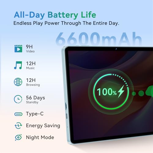 Image of SVITOO Android Tablet 10 Inch, Android 16 Tablet for Kids Adults, Octa-Core, 20GB RAM 128GB Storage 1TB Expandable, Dual Cameras 8MP 2MP, Split Screen, 6600mAh GPS Dual Speakers Face Unlock WiFi- Blue