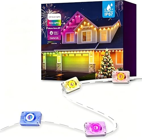 AMANEER 50ft Outdoor Lights for House, Eaves LED Lights with App & Button Controlr, 50 Scene Modes,App/Remote Control,IP67 Waterproof AMANEER 50ft Outdoor Lights for House, Eaves LED Lights with App & Button Controlr, 50 Scene Modes,App/Remote Control,IP67 Waterproof