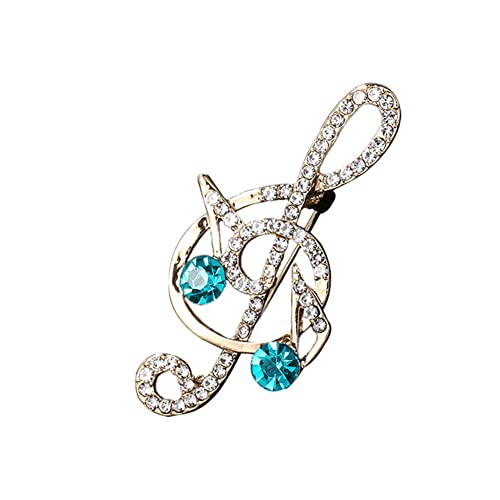 Crystal Music Note Brooch Pin Elegant Note Treble Clef Brooch Boutonniere for Women Girls Scarf Sweater Pins Wedding Christmas Costume Accessories Pins(Blue)