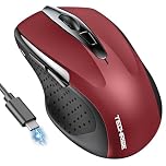 TechRise Wireless Mouse, Rechargeable Bluetooth Mouse (BT5.0/3.0 & 2.4G), 4800DPI Adjustable, 6-Button Silent Computer Mouse, Ergonomic Wireless Mouse for Laptop PC Mac, Red
