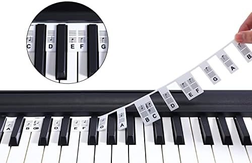 Fansjoy Piano Key Notes Guide for Beginners, [No Need Stick] Removable Piano Keyboard Note Labels Overlay for Learning, Made of Silicone, Perfect for Full Size 88-Key & 61-Key Pianos (Classic Black)