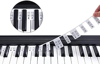 Fansjoy Piano Key Notes Guide for Beginners, [No Need Stick] Removable Piano Keyboard Note Labels Overlay for Learning, Made of Silicone, Perfect for Full Size 88-Key & 61-Key Pianos (Classic Black)