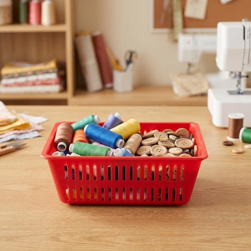 ibasenice Red Plastic Coin Storage Baskets 3-Piece Decorative Desktop Organizer Bins for Office Classroom Craft Supplies Small Items 6.29 X 4.33 X 6.61 in by ibasenice - Image 7