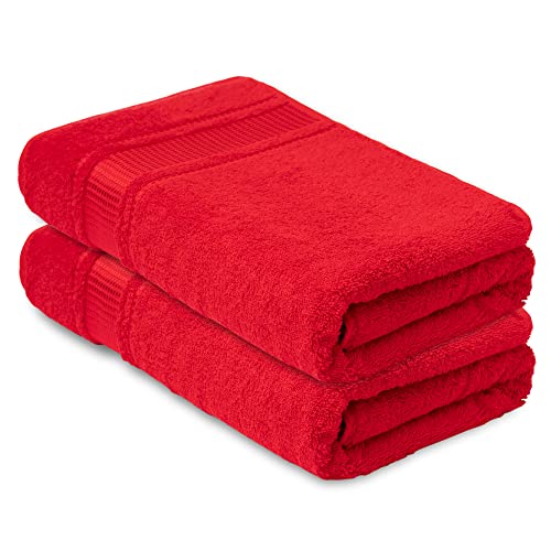 Melissa Linen, 2 Piece Bath Towel Set, 100% Turkish Cotton Bath Towels For Bathroom, Absorbent, Quick Dry, Durable And Soft Shower Towel, 28 In X 55 In, Spa And Hotel Quality, Red #TOP29