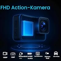 Nvgfelis Dual Screen Action Cam FHD 1080P, Helmkamera wasserdicht bis 40M, Actionkamera mit 2×1050 mAh wiederaufladbare Akkus und Zubehör-Set – Ansicht 3